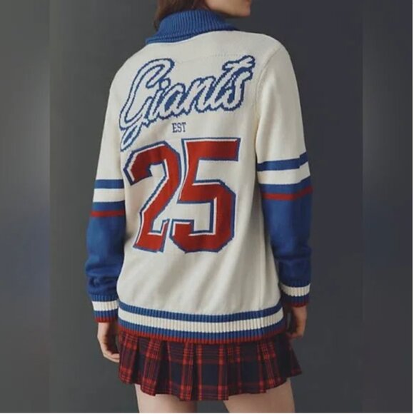 Anthropologie The Wild Collective NFL Cardigan Sweater New York NY Giants size S - Picture 2 of 6